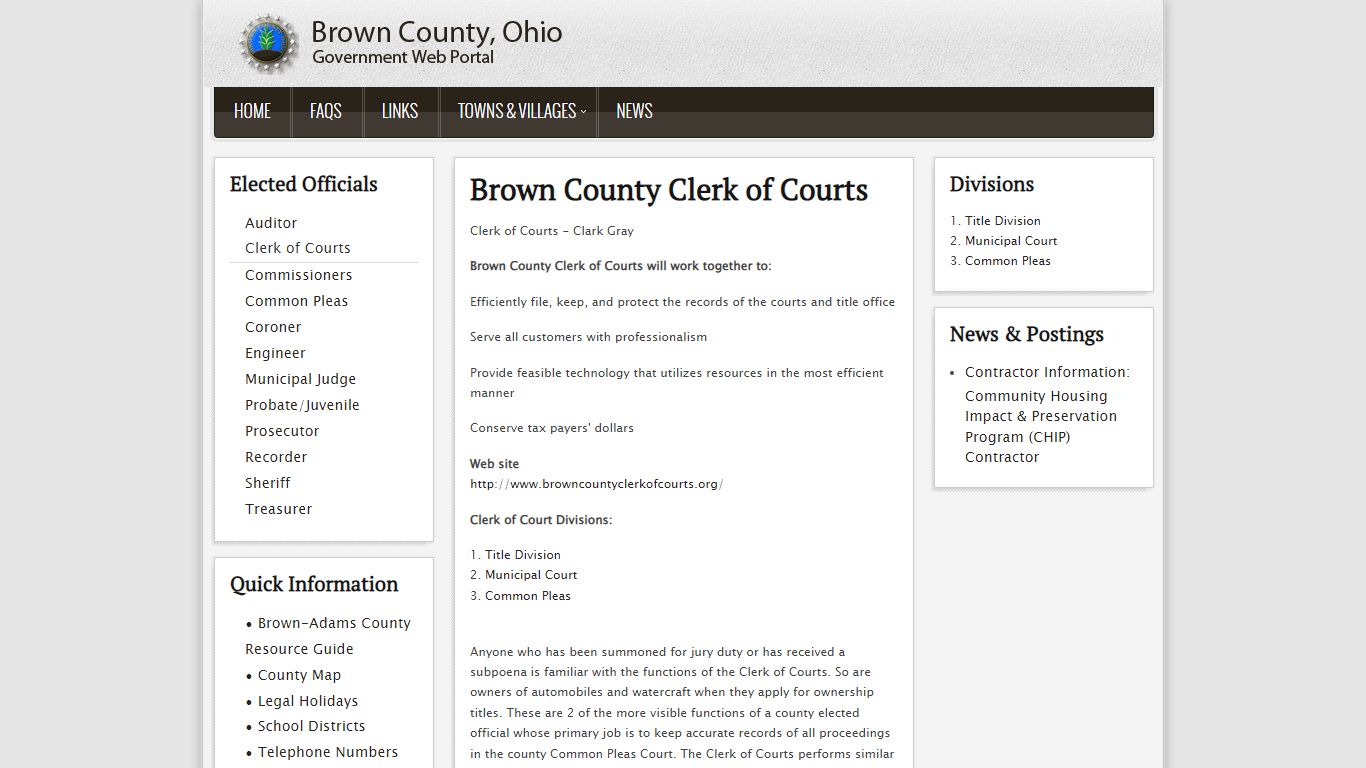 Brown County Ohio Government Portal - Clerk of Courts